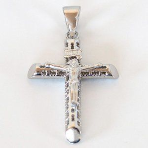 Real 925 Sterling Silver Large Thick Crucifix Cross Pendant for Large Chains